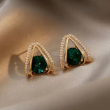 Korean Emerald S925 Silver Needle Fashion Earrings