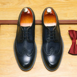 2025 Xiaohongshu same business dress leather shoes men's genuine leather handmade men's shoes soft cowhide British engraved block wholesale