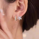 Five-petal crystal earrings
