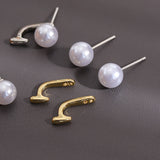 S925 silver needle simple pearl earrings