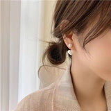 S925 silver needle simple small love pearl earrings