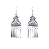 National retro silver Bohemian turquoise tassel earrings