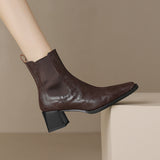 2025  British Martin boots popular autumn and winter new retro single boots Chelsea thick heel square head short boots women
