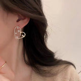 S925 silver needle pearl love sweet earrings