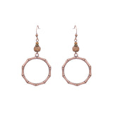 Fashion retro wooden beads hand-woven geometric hollow tassel earrings