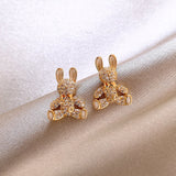 Black and white small exquisite lovely rabbit earrings