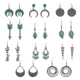 Retro earrings geometric turquoise tassel earrings