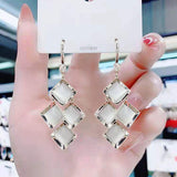 Geometric crystal opal earrings