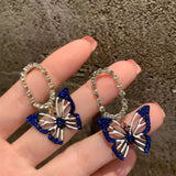 S925 Silver Needle Klein Blue Butterfly Earrings