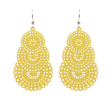 Geometric round flowers with openwork metal earrings