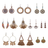 Leaf hoop metallic leather fringed earrings