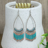 Long bead tassel drop earrings