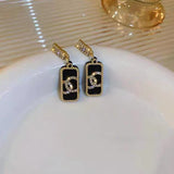 S925 silver needle new trendy micro-set square small fragrance earrings