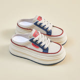 2025  summer half tray white shoes new Korean version ins female students thick sole heightening mesh breathable casual XW520