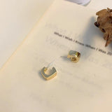 S925 silver pin simple metal cropped geometric earrings