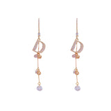 WHOLESALE zircon d letter tassel earrings