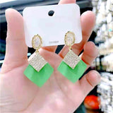Geometric crystal opal earrings
