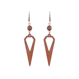 Female retro drop national wooden earrings