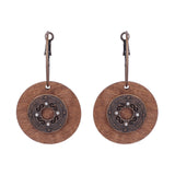 Exaggerated retro wooden earrings