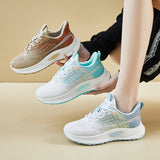 ins tide Korean version of flying woven sports shoes for women's  spring new student running casual shoes to increase the height of street shooting Q1005