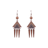 Fashion retro wooden beads hand-woven geometric hollow tassel earrings