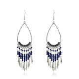 Long bead tassel drop earrings