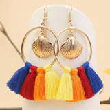 Bohemian geometric metal tassel earrings