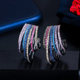 Skeleton black colored zircon earrings