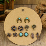 Turquoise heart-shaped flower Christmas tree earrings