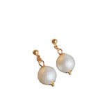 S925 silver needle French style cotton bead earrings