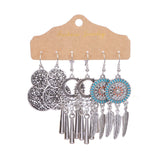 Geometric tassel flower shell earrings