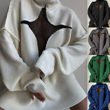 2025 style new sexy mesh perspective vacation loose knitting hollow sleeve personalized turtleneck sweater women