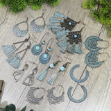 Vintage geometric fringed earrings