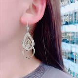 Metal rhinestone opal earrings