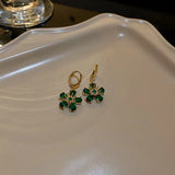 Emerald flower simple temperament earrings