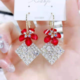 Geometric crystal opal earrings
