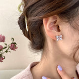 Small and exquisite full diamond bow earrings
