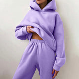 MOMENTLOVER New 's new women's cross-border autumn sweater set, solid color casual fashion sports trousers two-piece set