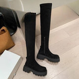 2025  Elastic and thin, thin over-the-knee boots for women, new thick heel thick-soled high knight boots for autumn and winter, female patent leather
