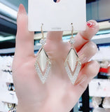 Geometric crystal opal earrings