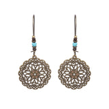 Leaf hoop metallic leather fringed earrings