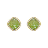 S925 Silver Needle Light Green Crystal Geometric Square Earrings