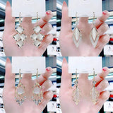 Geometric crystal opal earrings