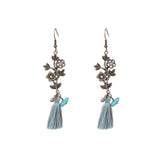 Retro earrings geometric turquoise tassel earrings