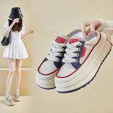 2025  summer half tray white shoes new Korean version ins female students thick sole heightening mesh breathable casual XW520