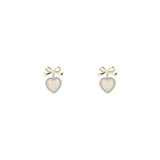 S925 silver needle Korean bow love earrings