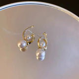 S925 silver needle detachable Pearl fashion atmosphere diamond earrings