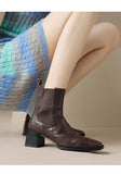 2025  British Martin boots popular autumn and winter new retro single boots Chelsea thick heel square head short boots women