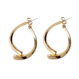 S925 silver needle back hanging metal curved earrings
