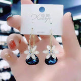 Geometric crystal opal earrings